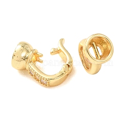Micro pavé di ottone trasparente cubic zirconia piegato su fermagli&nbsp;LS-KK-CBA25B2-04G
