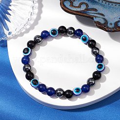 Stretch-Armbänder mit runden Edelsteinperlen&nbsp;BJEW-JB11005-03