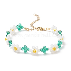 Bracciali di perline di vetro a forma di fiore per le donne&nbsp;BJEW-TA00626