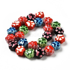 Perles de porcelaine imprimées manuelles&nbsp;X1-PORC-F005-02