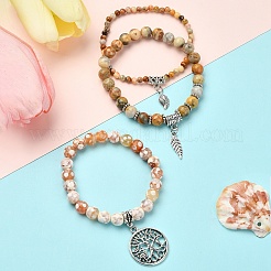 DIY-Set zur Herstellung von Stretch-Armbändern aus natürlichem Crazy-Achat und Feuer-Crackle-Achat&nbsp;DIY-YW0008-49