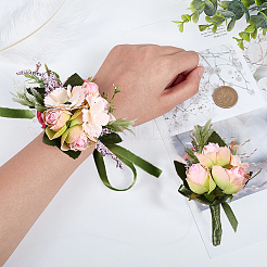 2 boutonniere da fiore in seta con imitazione di rose in 2 stili&nbsp;AJEW-CP0001-60