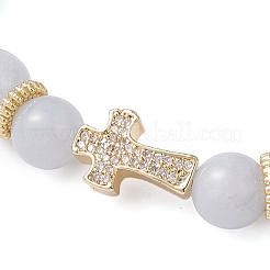 Braccialetti elastici con perle rotonde di quarzo naturale&nbsp;BJEW-JB12257