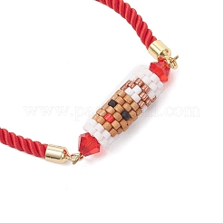 Braccialetti scorrevoli natalizi fatti a mano con perline di vetro&nbsp;BJEW-MZ00226-02