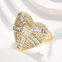 Mikropavé-Manschettenringe aus klarem Zirkonia aus Messing für Damen&nbsp;RJEW-C126-03G