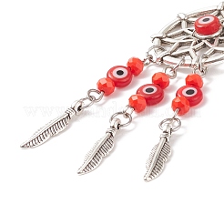 Rete/rete intrecciata con decorazioni pendenti in lega di piume in stile tibetano&nbsp;HJEW-JM00736