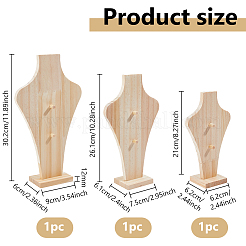 3 Beutel 3 Stile Büste geformt Holz Anhänger Schmuck Display steht&nbsp;ODIS-DC0001-10