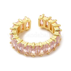 Bague de manchette ouverte rectangle zircone cubique&nbsp;RJEW-G282-02G-01