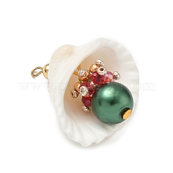 Pendentifs en coquillage naturel et verre rond&nbsp;PALLOY-MZ00912-08