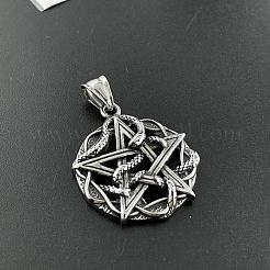 304 Edelstahl Punk Totenkopf Pentagramm Anhänger Halsketten für Herrenschmuck&nbsp;WZ8704