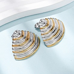 Zweifarbige Ohrstecker in Muschelform aus Edelstahl 304&nbsp;LS-EJEW-H176-01GP