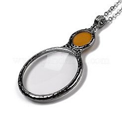 Collana con ciondolo d'ingrandimento in vetro tondo piatto per donna&nbsp;NJEW-K125-01B-05
