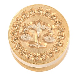 Cabezas de sello de latón con sello de cera redondo en tono dorado&nbsp;AJEW-S087-02G-11