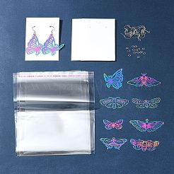 Kits para hacer joyas con pendientes colgantes y adornos de metal grabados en acero inoxidable 201 con forma de mariposa&nbsp;DIY-FS0007-47