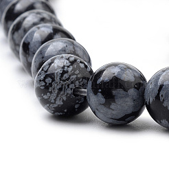 Chapelets de perles de flocon de neige en obsidienne naturelle&nbsp;G-S259-20-10mm