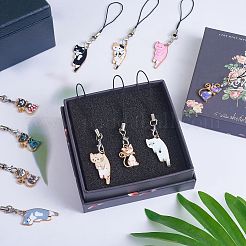 Décorations pendentif chat émail alliage&nbsp;HJEW-SW00015