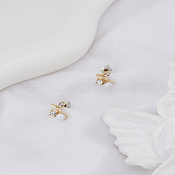 1 paire de boucles d'oreilles à tige en alliage de zinc avec strass&nbsp;EJEW-LP0009-06