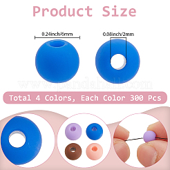 1200 pièce de perles acryliques opaques givrées de 4 couleurs&nbsp;OACR-PA0001-13
