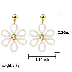 Pendientes colgantes de flores con cuentas de vidrio y latón&nbsp;FS-WG9624F-01