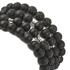 Set di braccialetti elasticizzati con perline di ematite e pietra lavica naturale da 4 pz in stile 4&nbsp;BJEW-JB09508