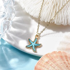 Colliers avec pendentifs étoile de mer en alliage émaillé&nbsp;NJEW-JN04770