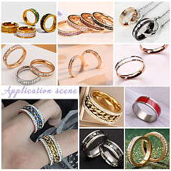 18 pieza de 9 tamaños de anillos de dedo ranurados de acero inoxidable 201&nbsp;STAS-UN0049-98MC
