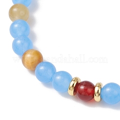 Natürliche und gefärbte Stretch-Armbänder aus malaysischer Jade und Tigerauge&nbsp;BJEW-JB11966-01