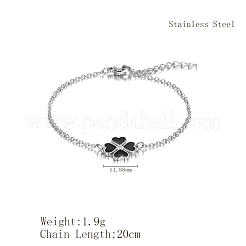 Pulseras de acero inoxidable con eslabones de trébol en forma de corazón&nbsp;OH1703-1
