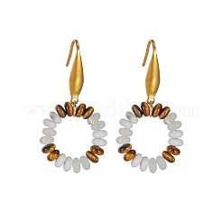 Boucles d'oreilles pendantes en howlite naturelle et en œil de tigre naturel&nbsp;WGF593F-02