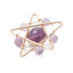 Pendentifs enveloppés de fil de cuivre d'améthyste naturelle&nbsp;PALLOY-TA00368-01