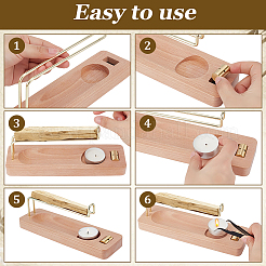 Rechteckiger Tisch-Räucherstäbchenhalter aus Holz mit Messingständer&nbsp;AJEW-WH0481-797