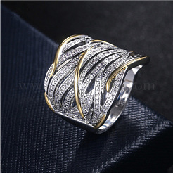 Criss Cross Legierung Kristall Strass breite Fingerringe&nbsp;FS-WGCE8BA-04