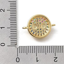 Breloques connecteurs à maillons ronds plats en laiton micro pavé de zircones cubiques&nbsp;KK-D431-081G-02