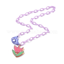 Colliers pendentifs fleurs acryliques transparents&nbsp;NJEW-JN03521-03