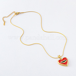 3 collana con ciondolo a forma di cuore con labbra in acciaio inossidabile e smalto rosso per donna&nbsp;MI8936