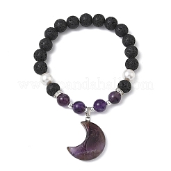 Armbänder mit Anhängern aus natürlichem Amethyst&nbsp;BJEW-JB13705-02