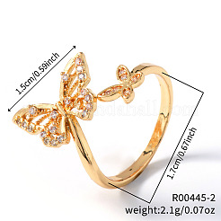 Elegante offene Manschettenringe aus Messing mit Mikropavé und Zirkonia für Damen&nbsp;WF6042-1