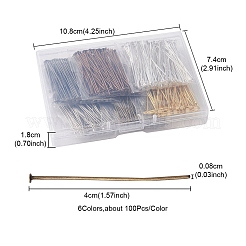 600 Stück 6 Farben Eisen Flachkopfstifte&nbsp;IFIN-YW0001-97
