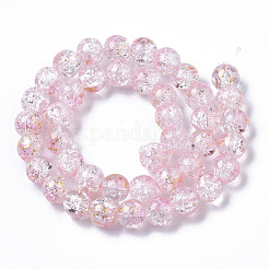 Fili di perle di vetro craquelé verniciato a spruzzo trasparente&nbsp;GLAA-N035-03D-A06