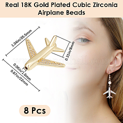 8 Stück Messing-Micro-Pavé-Perlen mit Zirkonia&nbsp;ZIRC-BBC0003-54G