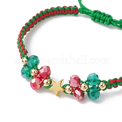Weihnachts-Galvano-Glasperlenarmbänder mit geflochtenen Perlen für Männer und Frauen&nbsp;BJEW-MZ00205