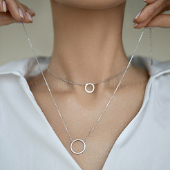 Conjunto de pendientes y collar geométricos de circonita plateada s925 para mujer&nbsp;IQ8256-1