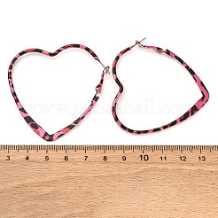 Pendientes de aro de aleación con estampado de leopardo y corazón hueco&nbsp;EJEW-Z112-01P