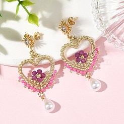 Boucles d'oreilles pendantes en pierres précieuses et en verre pour femmes&nbsp;EJEW-MZ00782