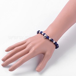 Skull design unique bracelets de pierres précieuses perles extensibles&nbsp;BJEW-JB01847-05