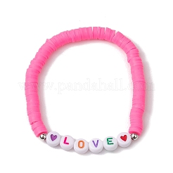 Set di braccialetti elasticizzati con perline con disco in argilla polimerica da 3 pz e 3 colori&nbsp;BJEW-JB10441-02
