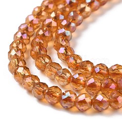 Chapelets de perles en verre transparent électrolytique&nbsp;GLAA-H021-01B-FR02