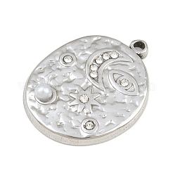 Colgantes de acero inoxidable 304 con rhinestone de cristal y perlas de plástico.&nbsp;SA-CBA1FAE-20P