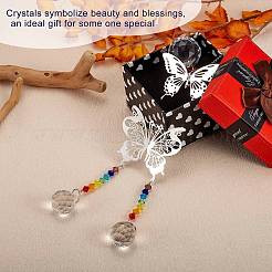 4 pièces 4 style lustre en verre attrape-soleil prismes chakra pendentif suspendu&nbsp;AJEW-SZ0002-27