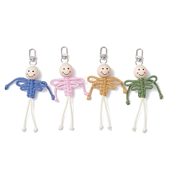 4 pièce de décorations de pendentif humain en fil de coton&nbsp;HJEW-TA00400